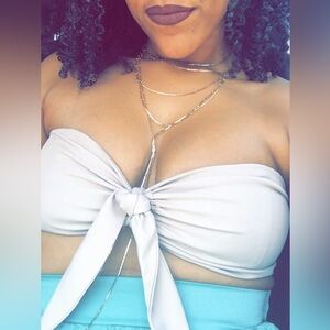 Missguided Beige Bow Bandeau Top